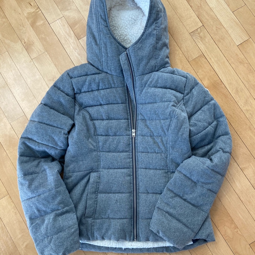 grey winter zip up coat